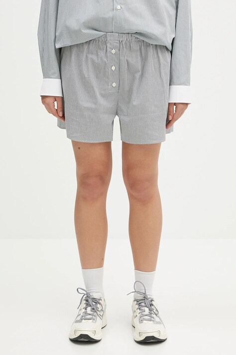 Памучен къс панталон Sporty & Rich Src Mini Boxer Short в зелено с десен с висока талия SH035606302ST71