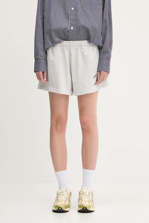 Къс панталон Sporty & Rich Varsity Crest Disco Short в сиво с апликация с висока талия SH037606218GY03