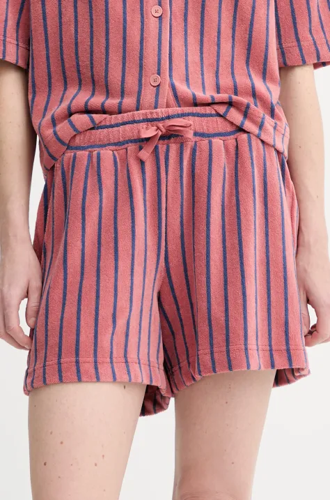 Marc O'Polo szorty bawełniane damskie kolor pomarańczowy wzorzyste high waist 5000006522