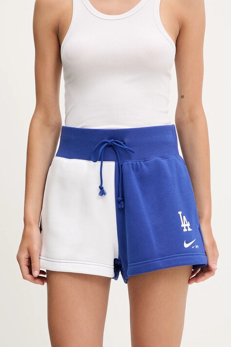 Nike szorty Los Angeles Dodgers damskie kolor fioletowy wzorzyste high waist 034B-155N-LD-3XJ