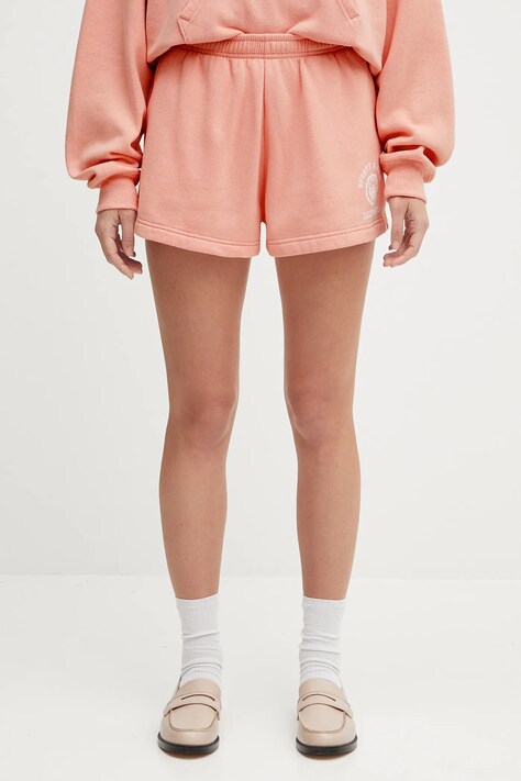 Sporty & Rich szorty California Emblem Soft Disco damskie kolor różowy z aplikacją high waist SH052625218P141