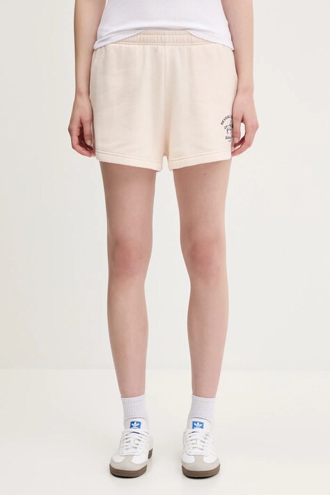Къс панталон Sporty & Rich Bh Riding Club Soft Disco в бежово с принт с висока талия SH052626255CR01