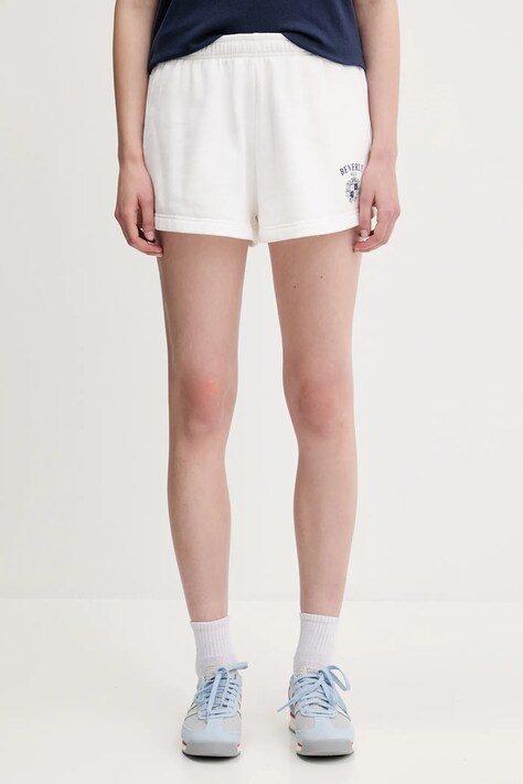 Къс панталон Sporty & Rich Bh Crest Soft Disco в бяло с принт с висока талия SH052626256WH01