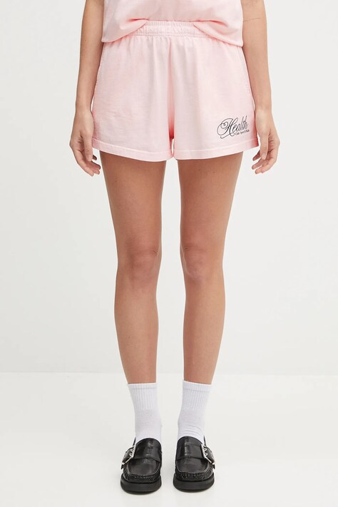 Sporty & Rich cotton shorts Health Script Disco pink color with a print SH037620078P140