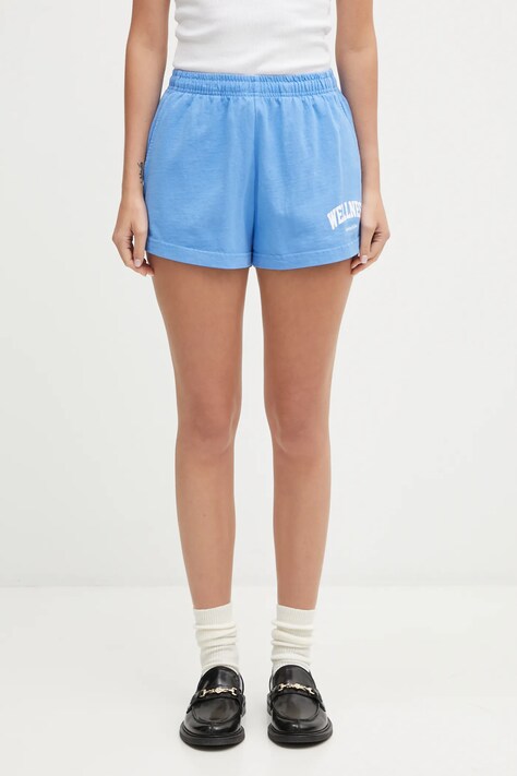 Sporty & Rich szorty bawełniane Wellness Ivy Disco damskie kolor niebieski wzorzyste high waist SH037621001BL102