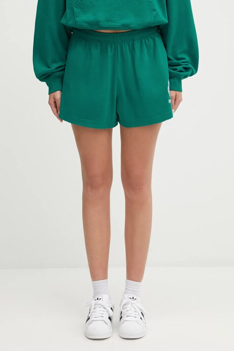 Sporty & Rich szorty Crown Tennis Embroidered Disco damskie kolor zielony z nadrukiem high waist SH037621304GR03