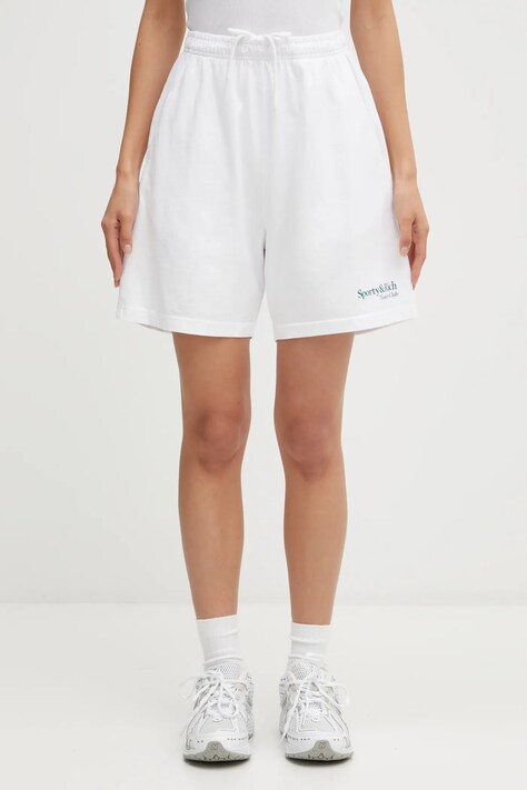Sporty & Rich szorty bawełniane Play Tennis Gym kolor biały gładkie medium waist SH039621425WH01