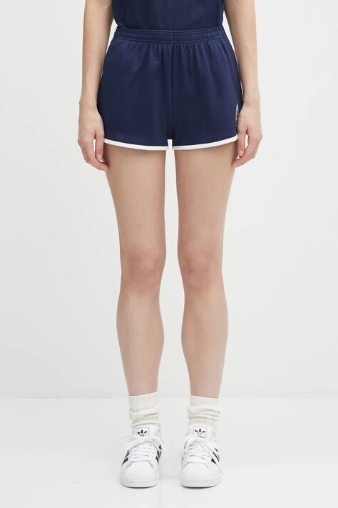 Sporty & Rich szorty Crown Tennis Pique damskie kolor granatowy z aplikacją high waist SH050621304BL107