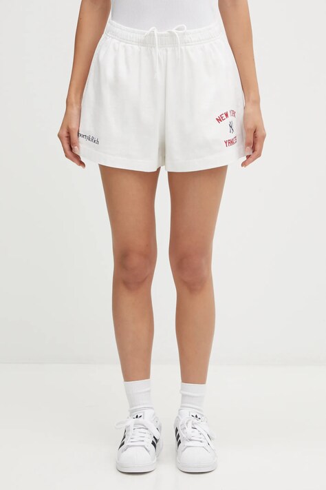 Sporty & Rich szorty bawełniane Homerun Disco damskie kolor biały z nadrukiem high waist SH037623632WH01
