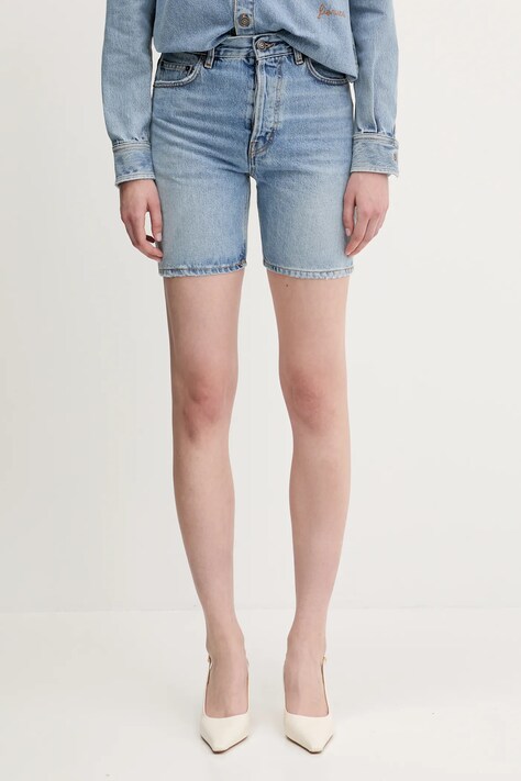 Дънков къс панталон Fiorucci Bermuda Denim в синьо с изчистен дизайн с висока талия W02SMDSH316DN01DN01