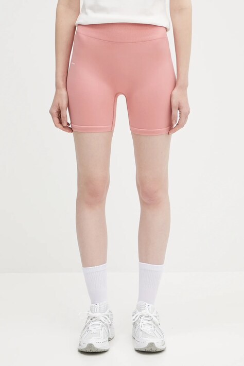 Шорти Pangaia Plant-Stretch Compressive Shorts колір рожевий однотонні висока посадка 10002485