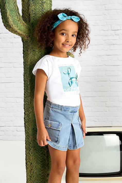 Mayoral pantaloni scurti din denim pentru copii cargo neted, 3207