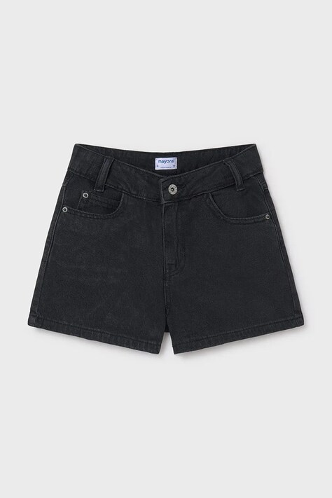 Mayoral pantaloni scurti din denim pentru copii culoarea negru, neted, 6217