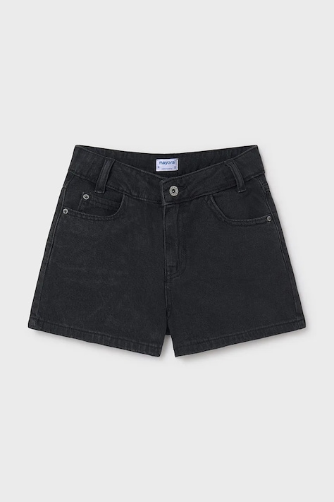 Mayoral pantaloni scurti din denim pentru copii culoarea negru, neted, 6217