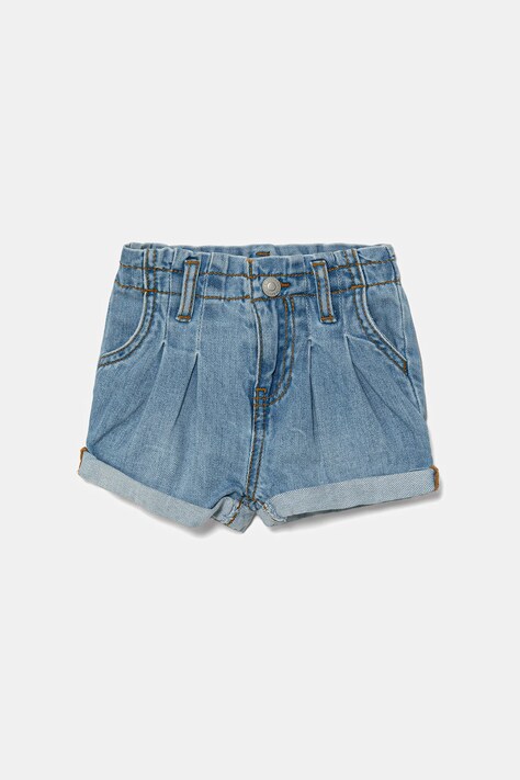 Dětské riflové kraťasy Levi's PLEAT PAPER BAG SHORT modrá barva, 1EM255