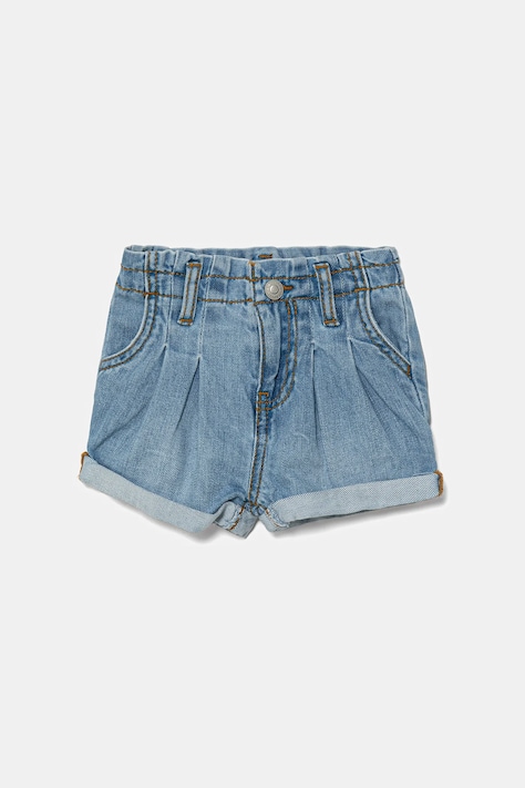 Dětské riflové kraťasy Levi's PLEAT PAPER BAG SHORT modrá barva, 1EM255