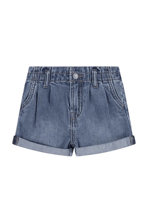 Dětské riflové kraťasy Levi's PLEAT PAPER BAG SHORT modrá barva, 1EM255