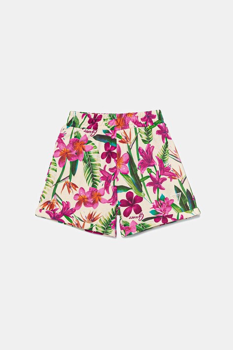Guess pantaloni scurți din bumbac pentru copii culoarea roz, cu imprimeu, J5GD22 KA6R4