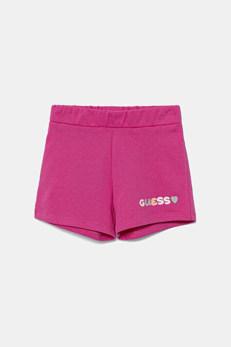 Dětské bavlněné šortky Guess růžová barva, s potiskem, K5GD08 KA6R4