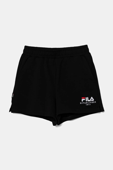 Fila pantaloni scurti copii LOHME culoarea negru, cu imprimeu, talie reglabila, FAT0630