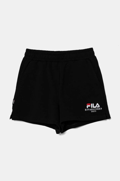Дитячі шорти Fila LOHME колір чорний з аплікацією регульована талія FAT0630