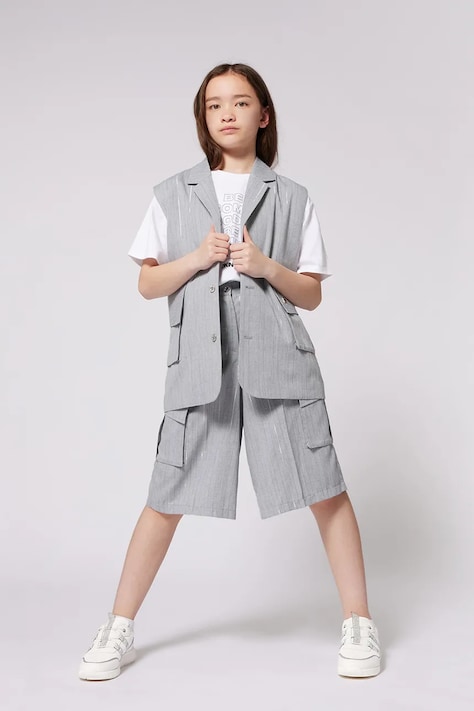Dětské kraťasy Dkny šedá barva, hladké, D62274