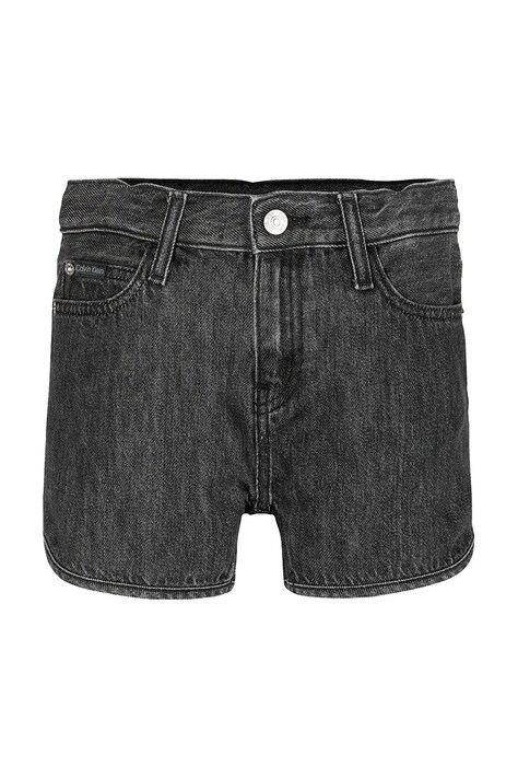 Dětské riflové kraťasy Calvin Klein Jeans černá barva, hladké, IG0IG02891