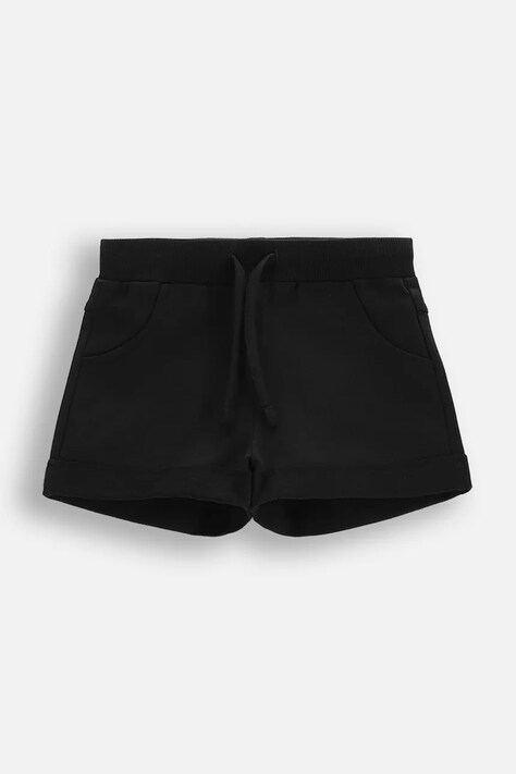 Coccodrillo pantaloni scurți culoarea negru, uni, talie reglabila, EVERYDAY GIRL