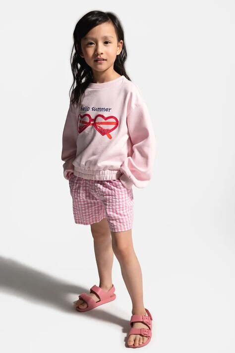 Coccodrillo pantaloni scurți din bumbac pentru copii culoarea roz, cu imprimeu, HOLIDAY SPLASH GIRL KIDS