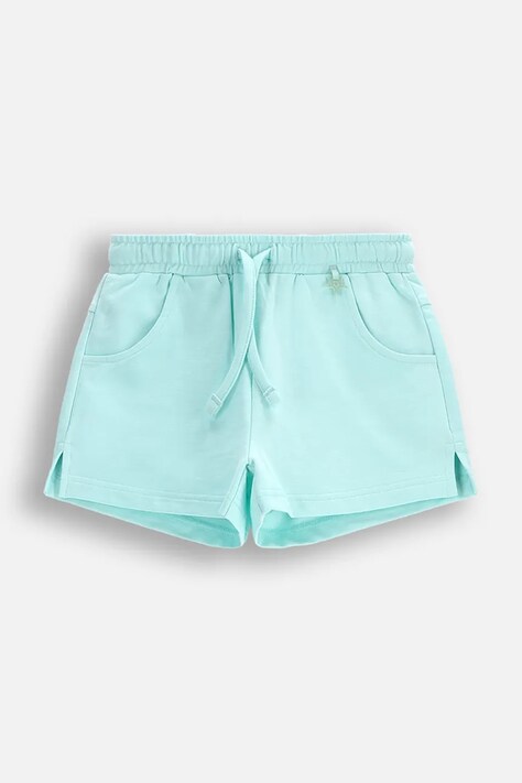 Coccodrillo pantaloni scurți copii culoarea turcoaz, uni, talie reglabilă, INSIDE OCEAN GIRL KIDS