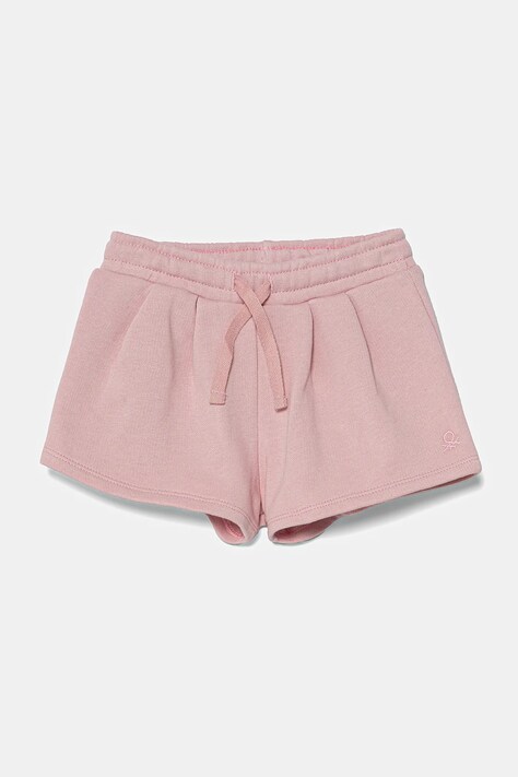 United Colors of Benetton pantaloni scurți din bumbac pentru copii culoarea roz, uni, talie reglabila, 3J70G901R