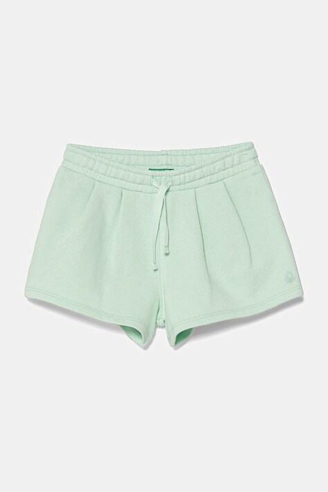 United Colors of Benetton pantaloni scurți din bumbac pentru copii culoarea verde, uni, talie reglabila, 3J70G901R