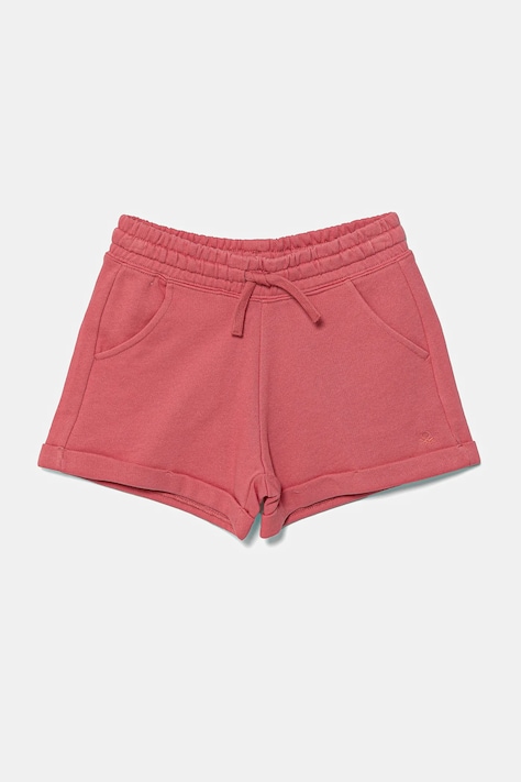 Dětské bavlněné šortky United Colors of Benetton růžová barva, hladké, nastavitelný pas, 3J68C901C