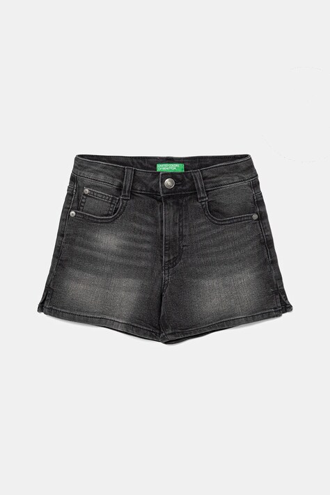 United Colors of Benetton pantaloni scurți din denim pentru copii culoarea negru, uni, talie reglabila, 4PORC903M