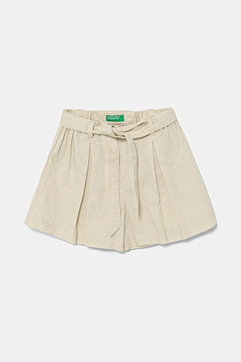 Dětské plátěné šortky United Colors of Benetton béžová barva, nastavitelný pas, 43WBG902G