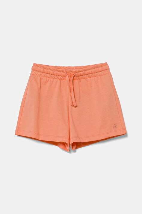 United Colors of Benetton pantaloni scurți din bumbac pentru copii culoarea portocaliu, uni, talie reglabila, 3BL0G901T