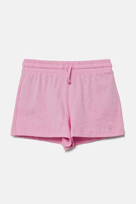 United Colors of Benetton pantaloni scurți din bumbac pentru copii culoarea roz, uni, talie reglabila, 3BL0G901T