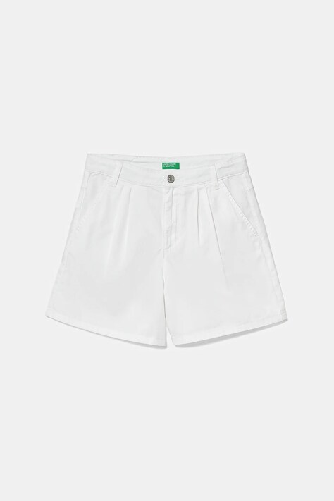 United Colors of Benetton pantaloni scurți din bumbac pentru copii culoarea alb, uni, talie reglabila, 47RGC903Y