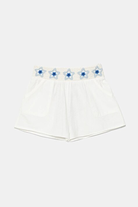 United Colors of Benetton pantaloni scurți din bumbac pentru copii culoarea alb, cu imprimeu, 47JKG902U