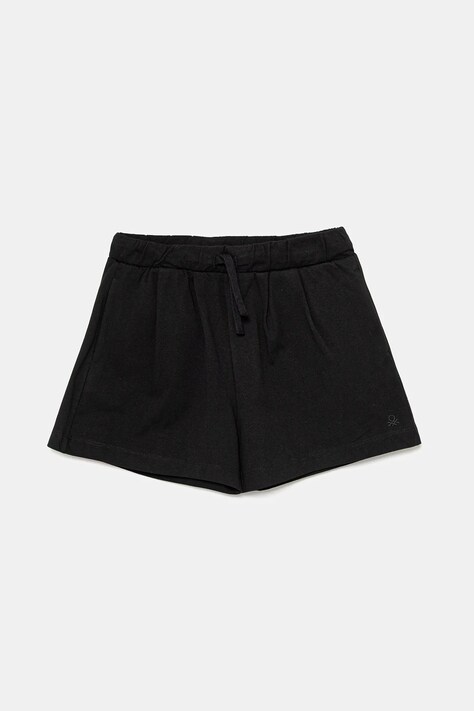 United Colors of Benetton pantaloni scurți din bumbac pentru copii culoarea negru, uni, talie reglabila, 3BL0C903I
