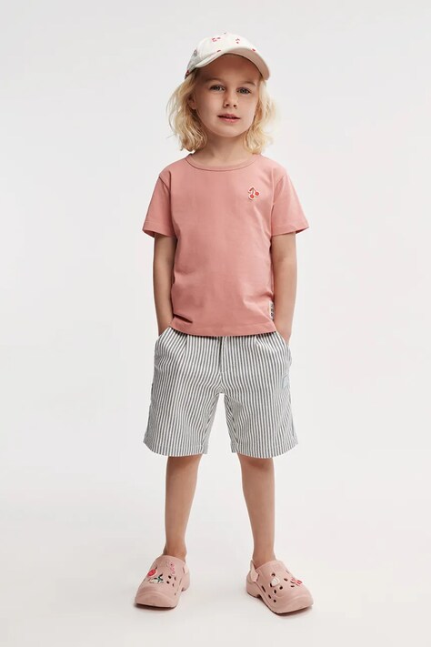 Дитячі бавовняні шорти Liewood Barrett Stripe Shorts колір зелений візерунок LW19926