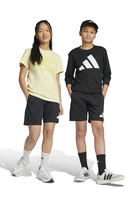 Dětské bavlněné šortky adidas černá barva, s potiskem, JE1391