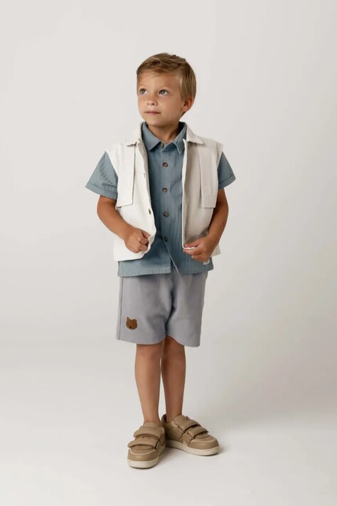Donsje pantaloni scurți din bumbac pentru bebeluși Ithri Shorts Bear neted, 4096001