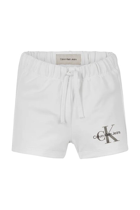 Детски къси панталони Calvin Klein Jeans в бяло с изчистен дизайн IN0IN00061