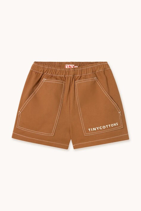 Детские хлопковые шорты Tinycottons SOLID SHORT цвет коричневый однотонные SS25-212