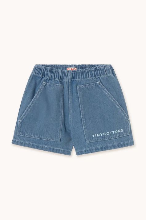 Παιδικό βαμβακερό σορτς Tinycottons GRAPHIC DENIM SHORT χρώμα: μπλε, SS25-242