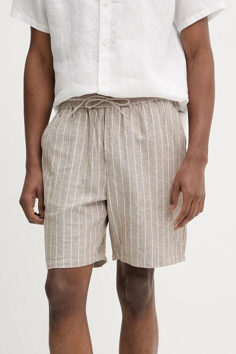 Les Deux pantaloni scurți din in barbati, culoarea bej, LDM511060
