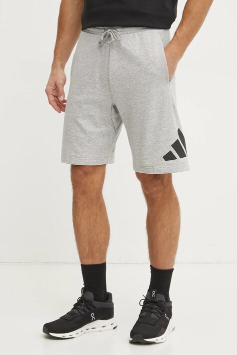 Šortky adidas Essentials pánske, šedá farba, melanžové, JE8957