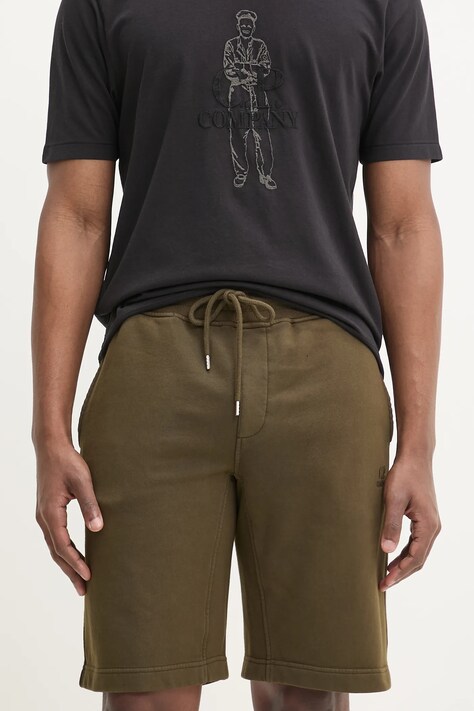 C.P. Company pantaloni scurti din bumbac barbati, culoarea verde, 18CMSB101B110044G