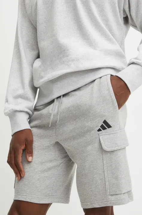 adidas pantaloni scurti Feelcozy barbati, culoarea gri, JE6290